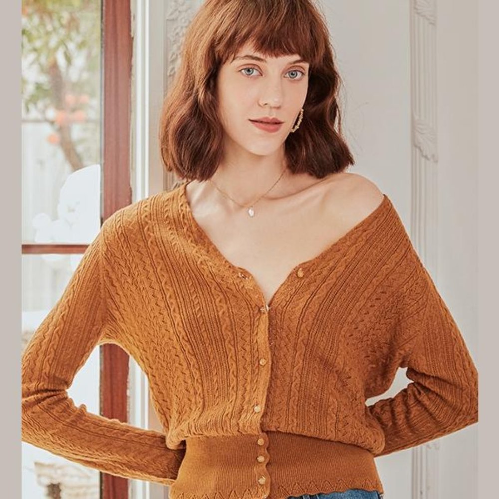 *SOLD* Simple Retro "Emma" Cable Knit Cardigan XS